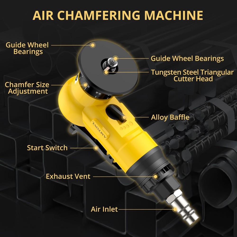 AMTOVL Pneumatic Chamfering Tool - Mini Air Chamfer Tool with 10 C-Angle & 10...