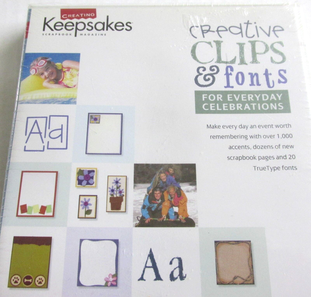 Creating Keepsakes Clips Fonts For Everyday Celebrations Graphic CD Software NIP