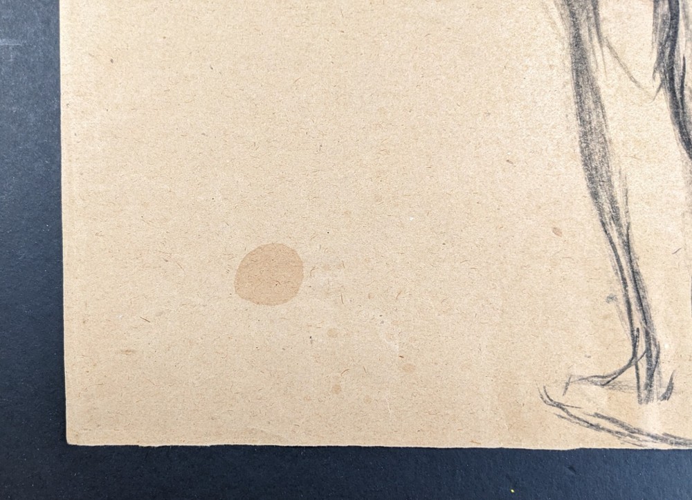 Walter Eck, standing back nude, drawing, autographed, 1965