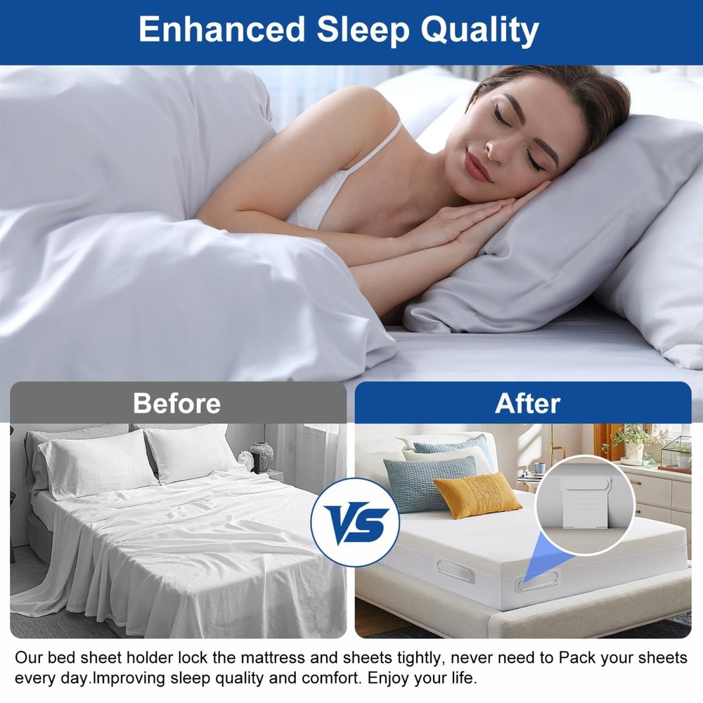 Bed Sheet Holders for Corners,Fitted Sheet Holders Keep Sheets Firm & Tight,S...