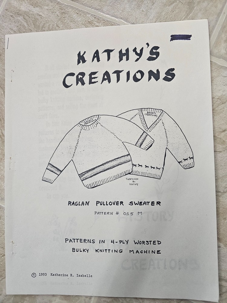 Raglan Pullover Machine Knitting Patterns for BULKY machines