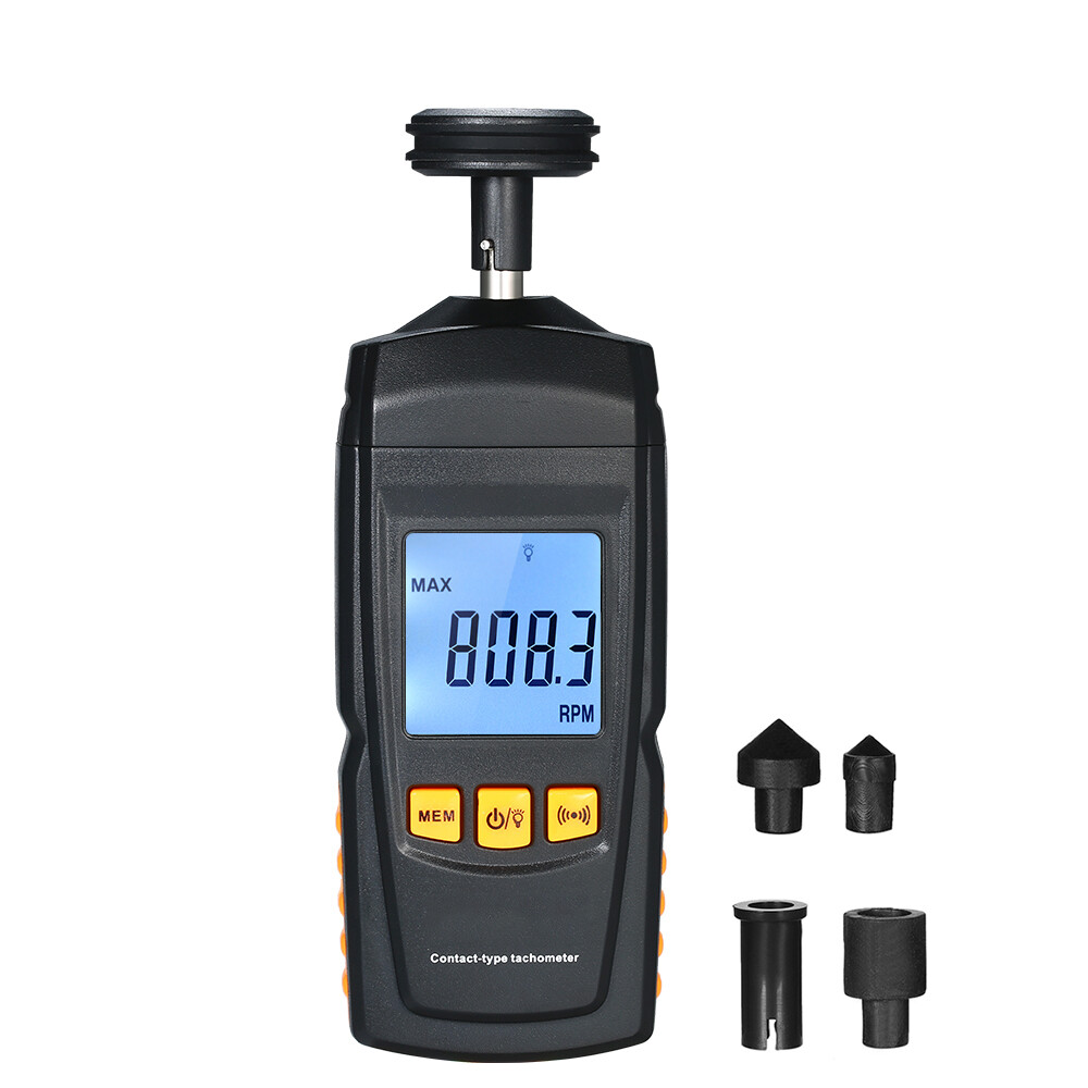 Digital Contact Motor Tachometer LCD Speedometer Rotate Speed Meter Data Hold US