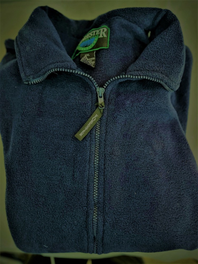 Fleece Jacket - Zipper Front - Polyester - Dark Navy | Charcoal - U.S.A. - 2X