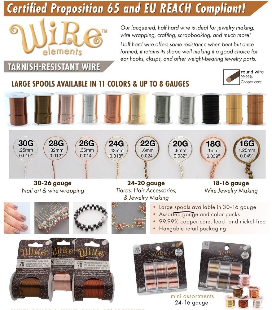 BeadSmith Black 16 Gauge Craft Wire Elements - 8 Yard Spool