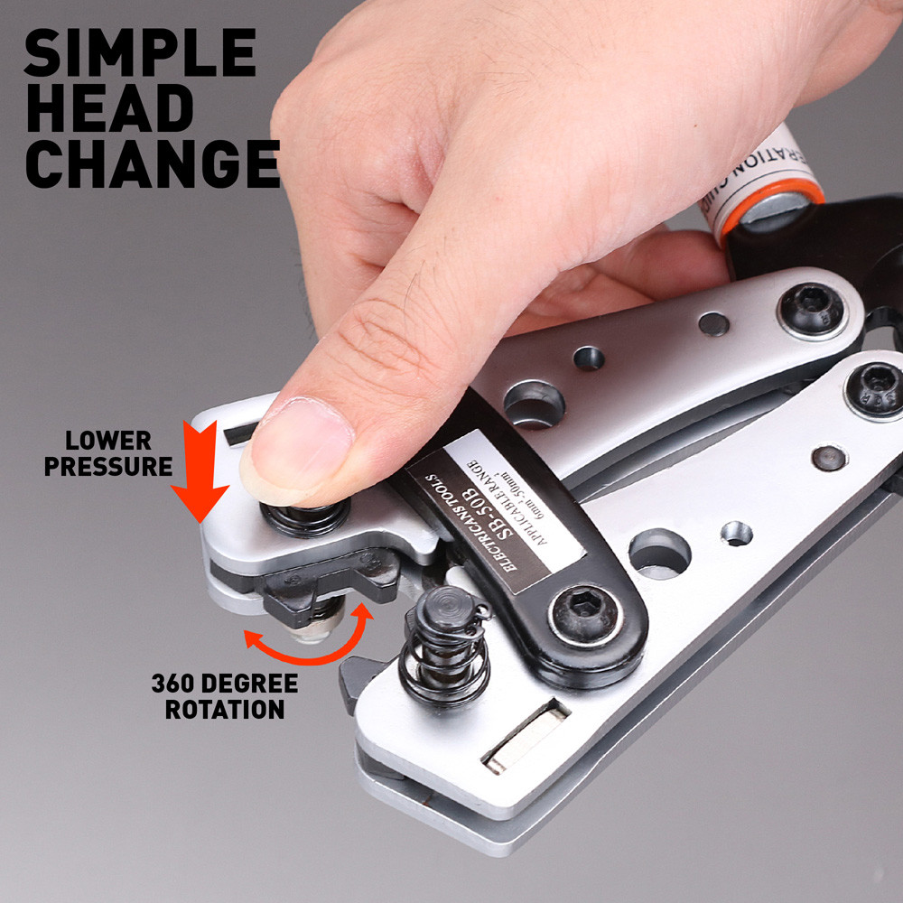 Cable Lug Crimping Tools Hand Electrician Pliers Crimper Wire Cable 6-50mm² 10-0