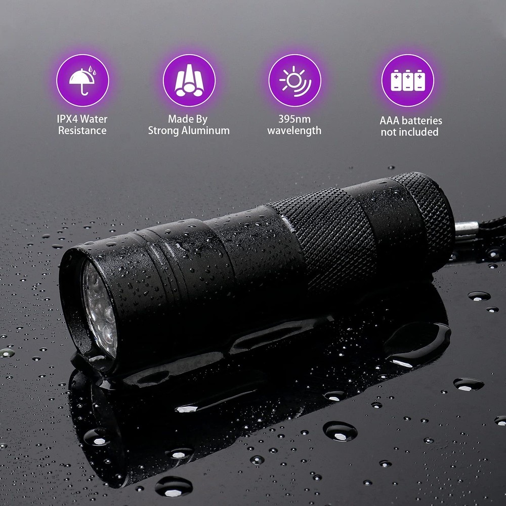 2 Pack Uv Flashlight 12 Led Handheld Blacklight Flashlight 395nm Mini Light Torc