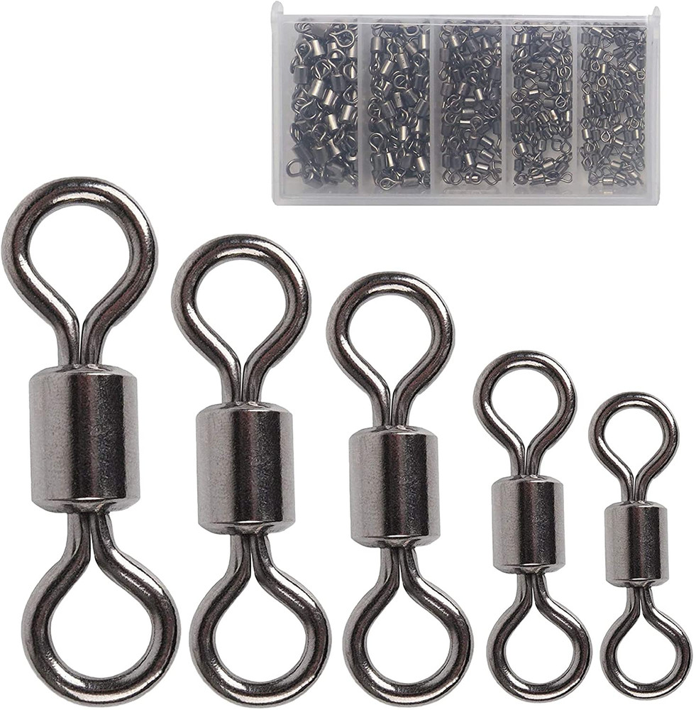 Fishing Barrel Swivels Set, 210Pcs Rolling Bearing Snap Connector for Saltwater