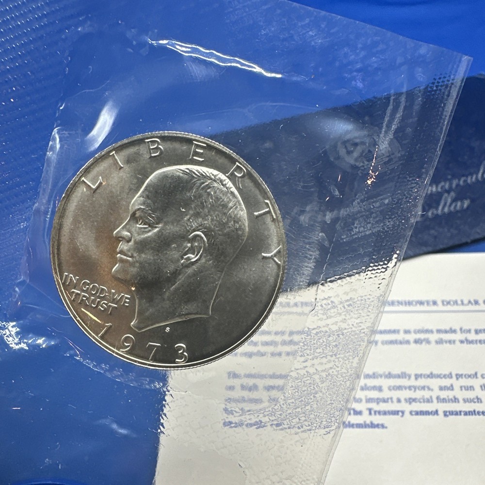 1973- S Eisenhower Dollar Uncirculated Blue Envelope Silver