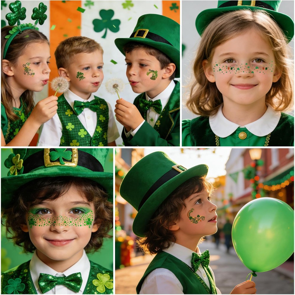 28PCS St. Patrick's Day Glitter Face Temporary