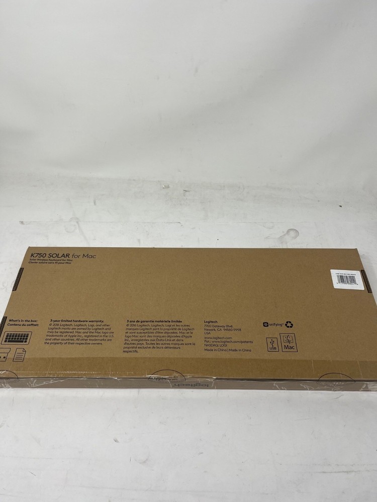 New Logitech K750 Wireless Solar Keyboard for Mac Computer Silver Color
