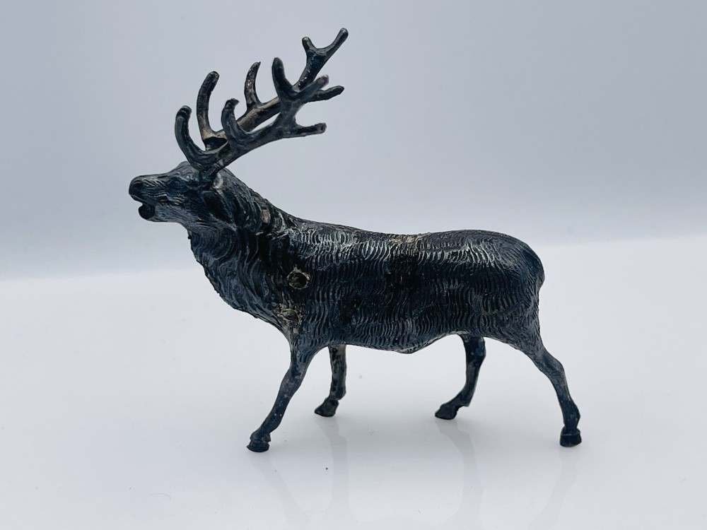 Vintage Solid Sterling Silver Figural Elk Figurine Toothpick Holder