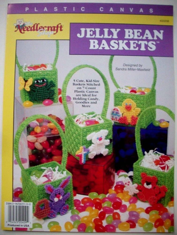 Jelly Bean Baskets Easter plastic canvas pattern lamb chick bunny frog cat