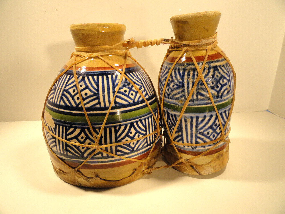 Vintage Moroco Double Bongo Ceramic Tomtom Drum