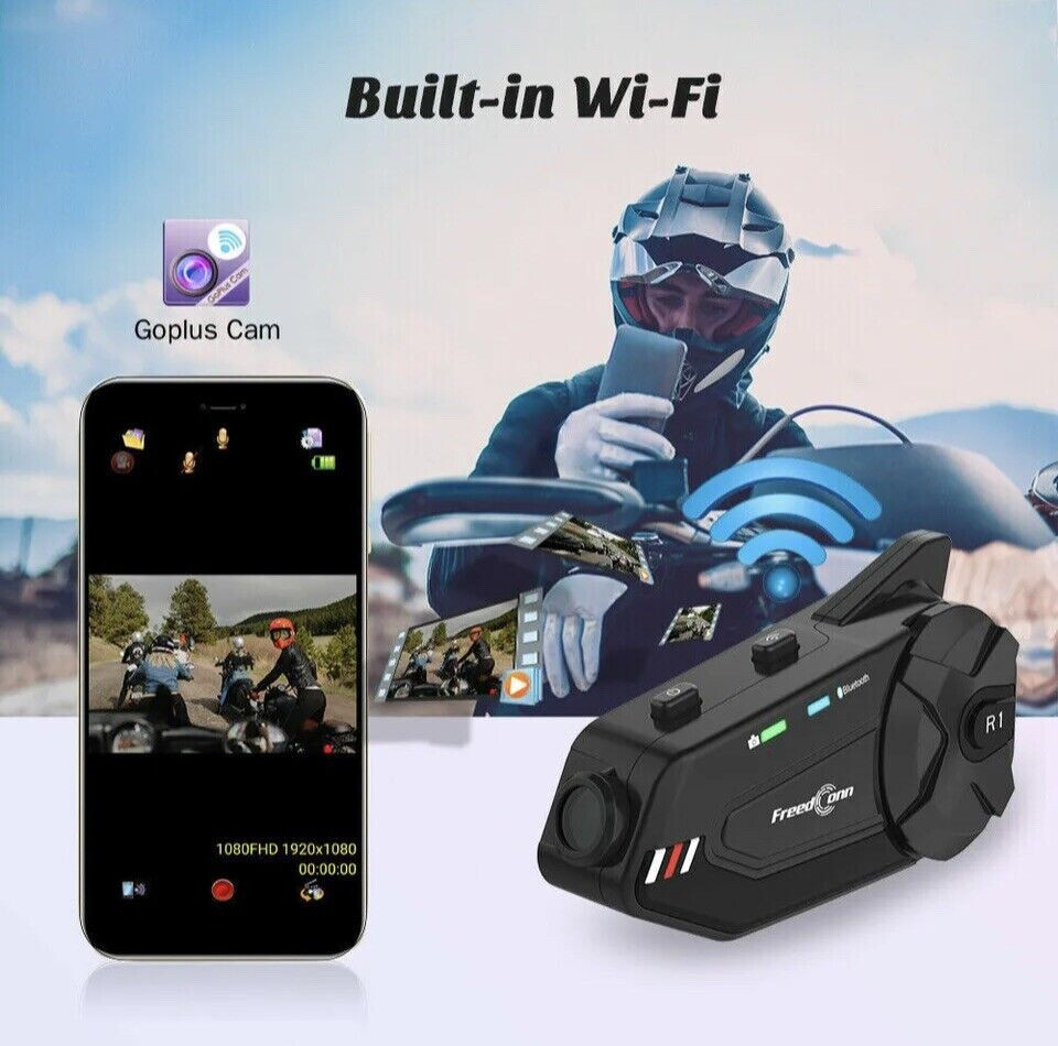 R1 Plus 1000M Motorcycle Helmet Intercom & Camera Bluetooth Headset Brand new
