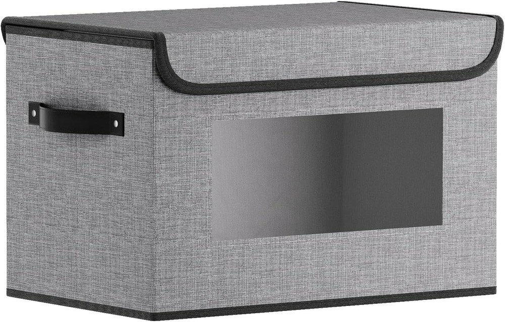 Space-Saving Linen Closet Bins - Stackable, Foldable, & Stylish Gray Storage