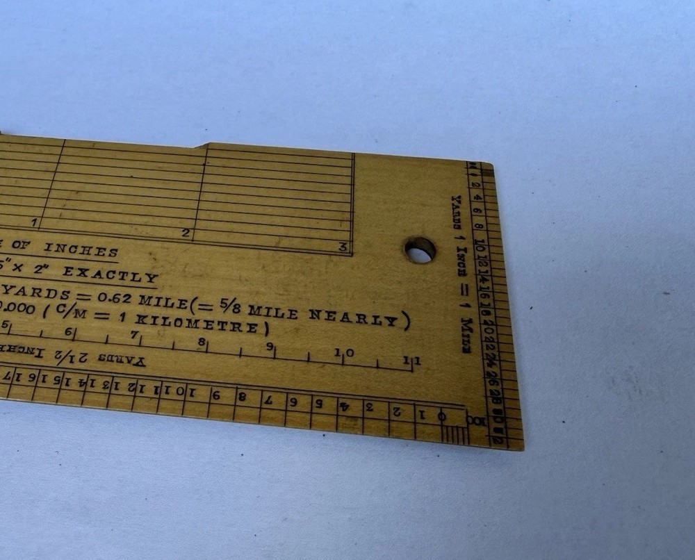 Vintage Army & Navy CSL 6" Rectangular Protractor Map Scale Measuring Ruler Tool