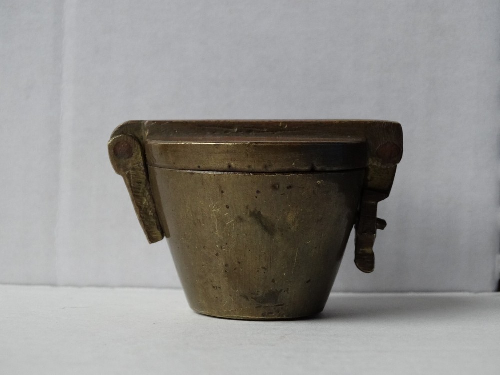 Antique (~18th c) Spanish Solid Brass Lidded Case, for Nested Weigth Set Medical