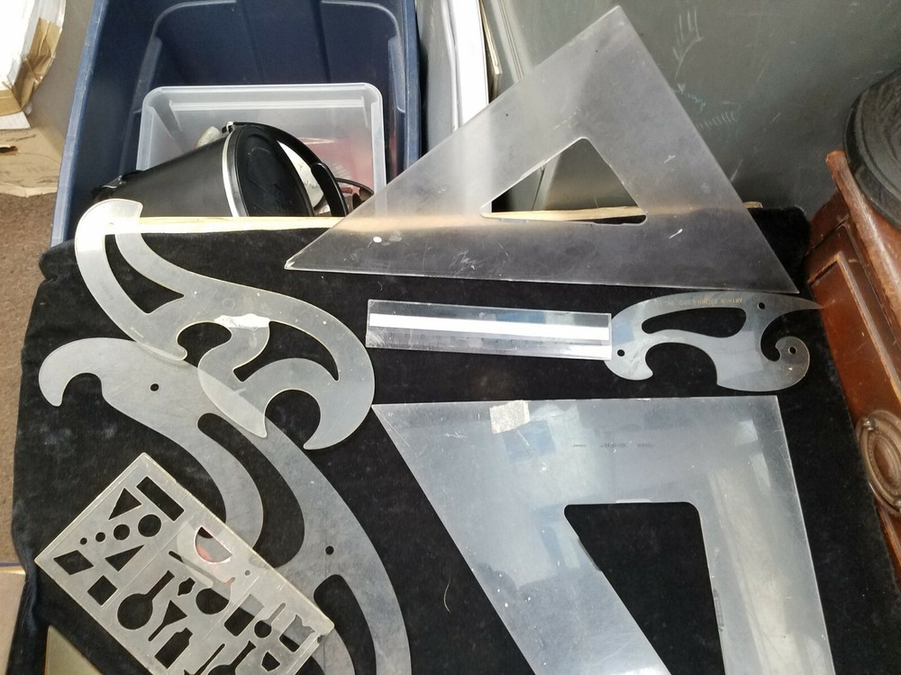 11 Assorted Size Plastic Drawing / Drafting Stencil Tools Lutz Arthur Keuffel