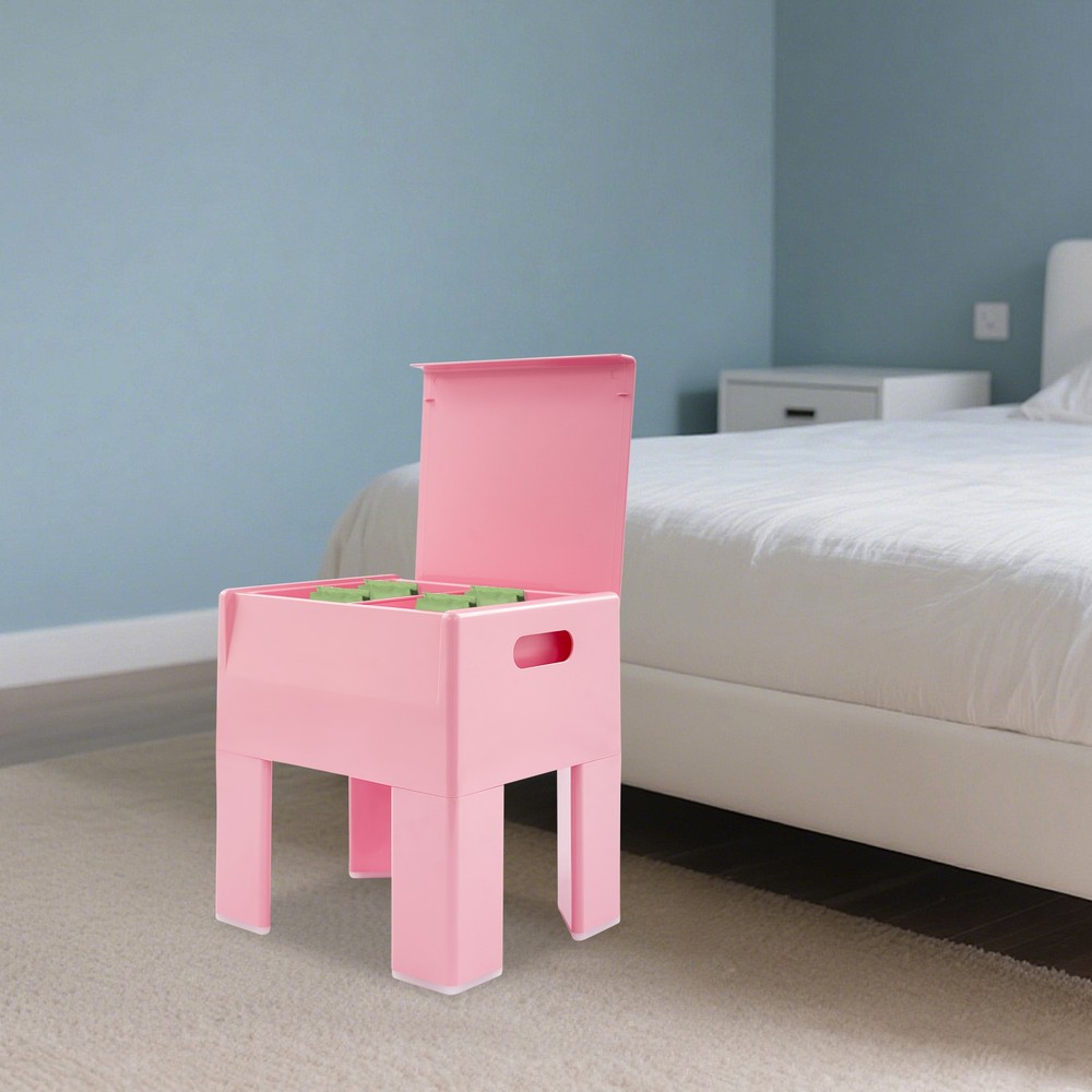 38*32*40cm Storage Stool，Multifunctional End Table，Pink Low Stool，ABS Side Table