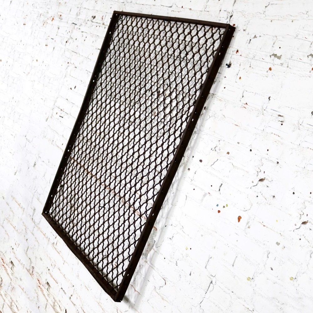 Antique Primitive Industrial Woven Wire Window Security Guard