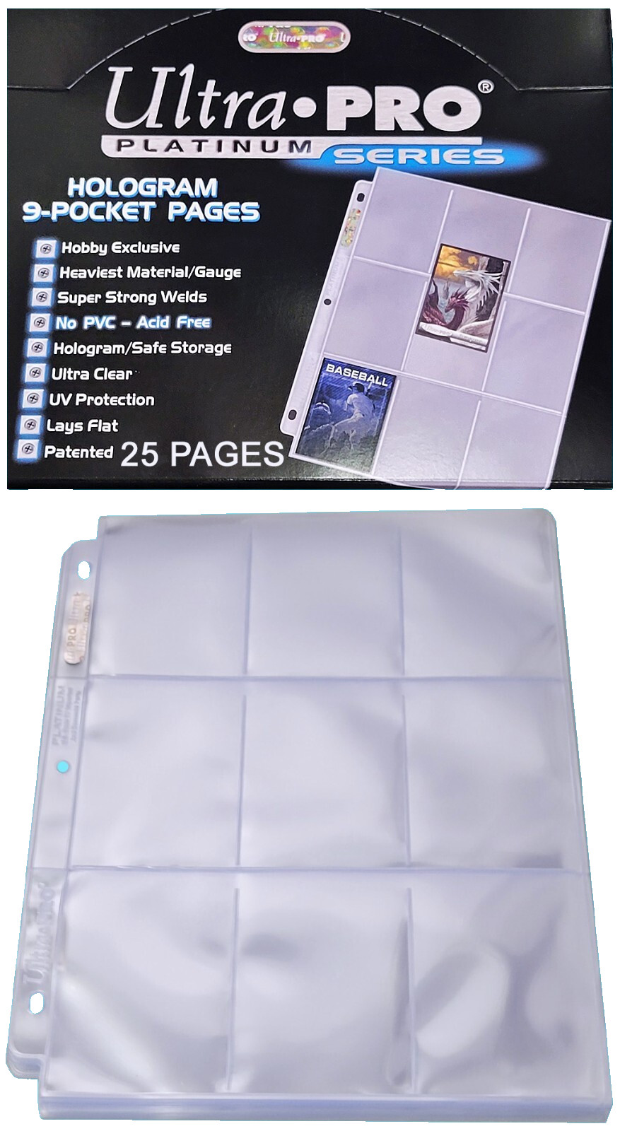 25 Ultra Pro Platinum 9-Pocket Card Pages Sheets Protectors Collectible Sports