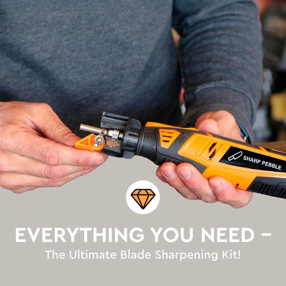 Sharp Pebble Cordless Lawn Mower Blade Sharpener – Adjustable 20° 40° Angle G...