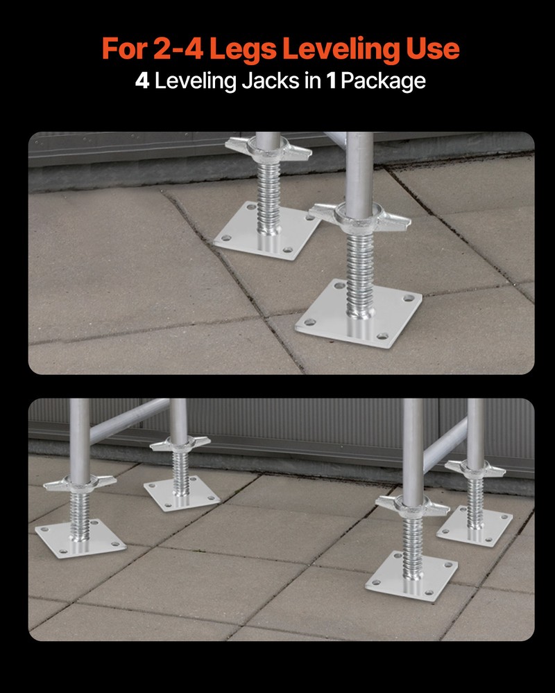 VEVOR 4-Pack Adjustable Leveling Jacks Solid Screw for Baker-Style Scaffolding