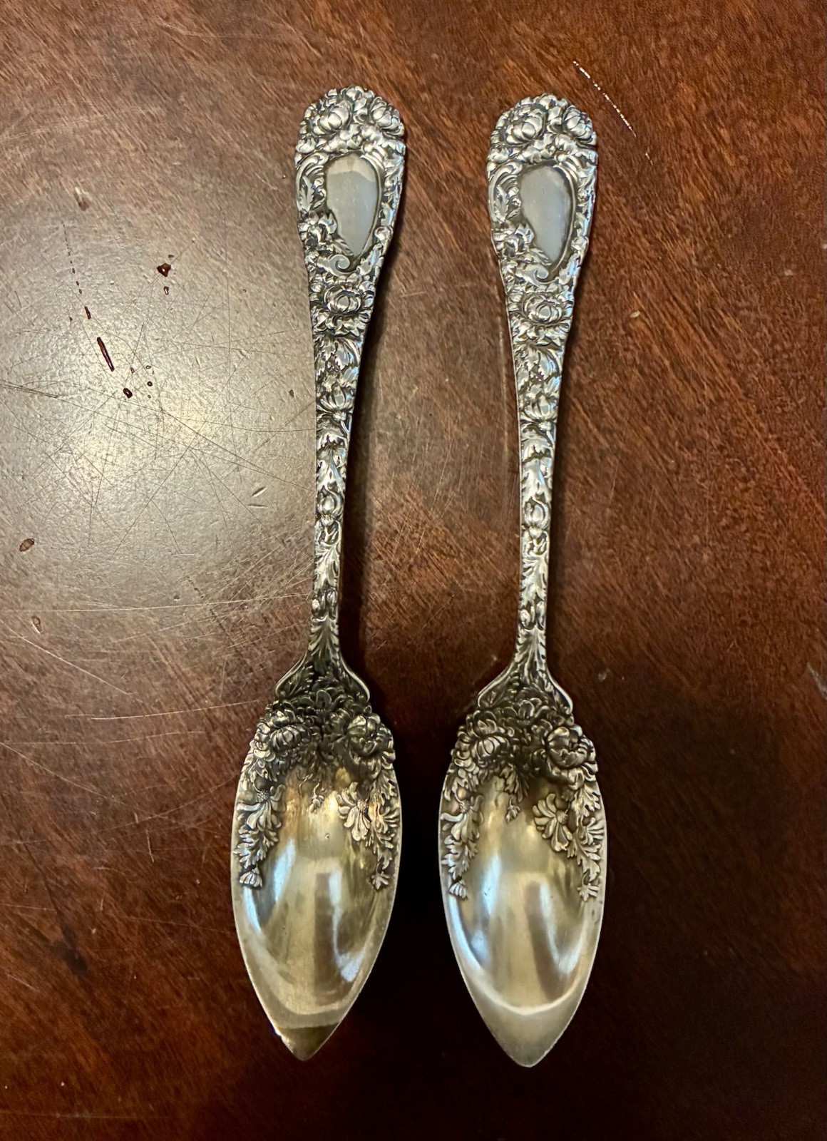 Antique Ornate Sterling Silver Grapefruit Spoons