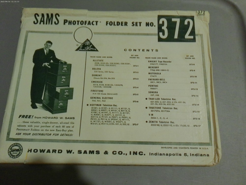 SAMS PHOTOFACT FOLDER SET NO.372