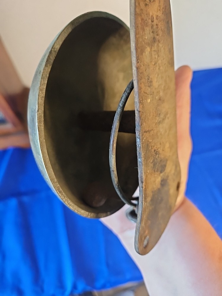 Vtg Brass And Cast Iron Pull Chain Bell Alarm Clapper