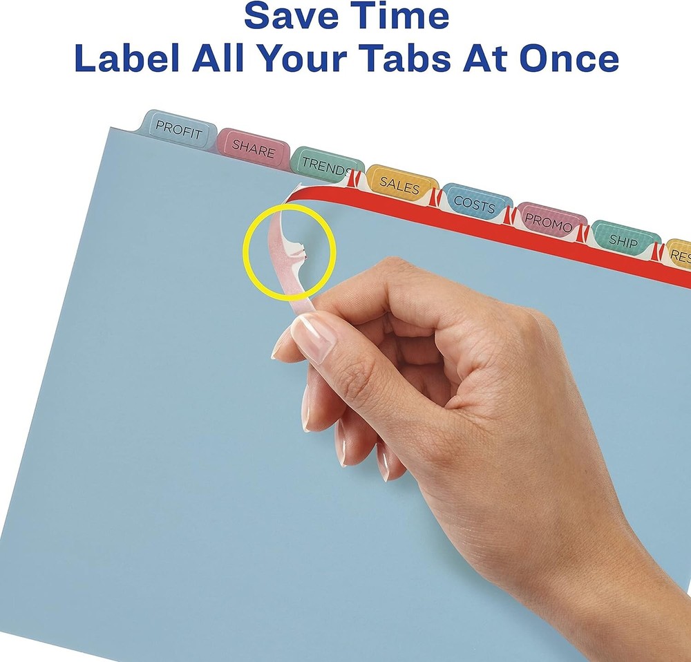Avery Clear Label Index Maker Translucent Dividers Punched 8 Tabs 5 Sets 12433