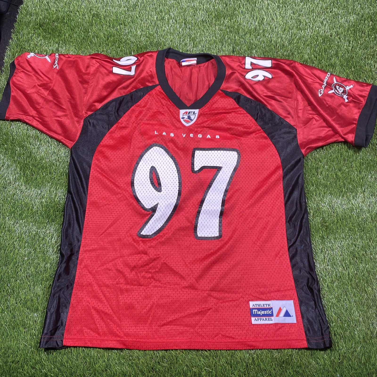 Las Vegas Gladiators Arena Football Jersey Mens Large Red #97 Majestic