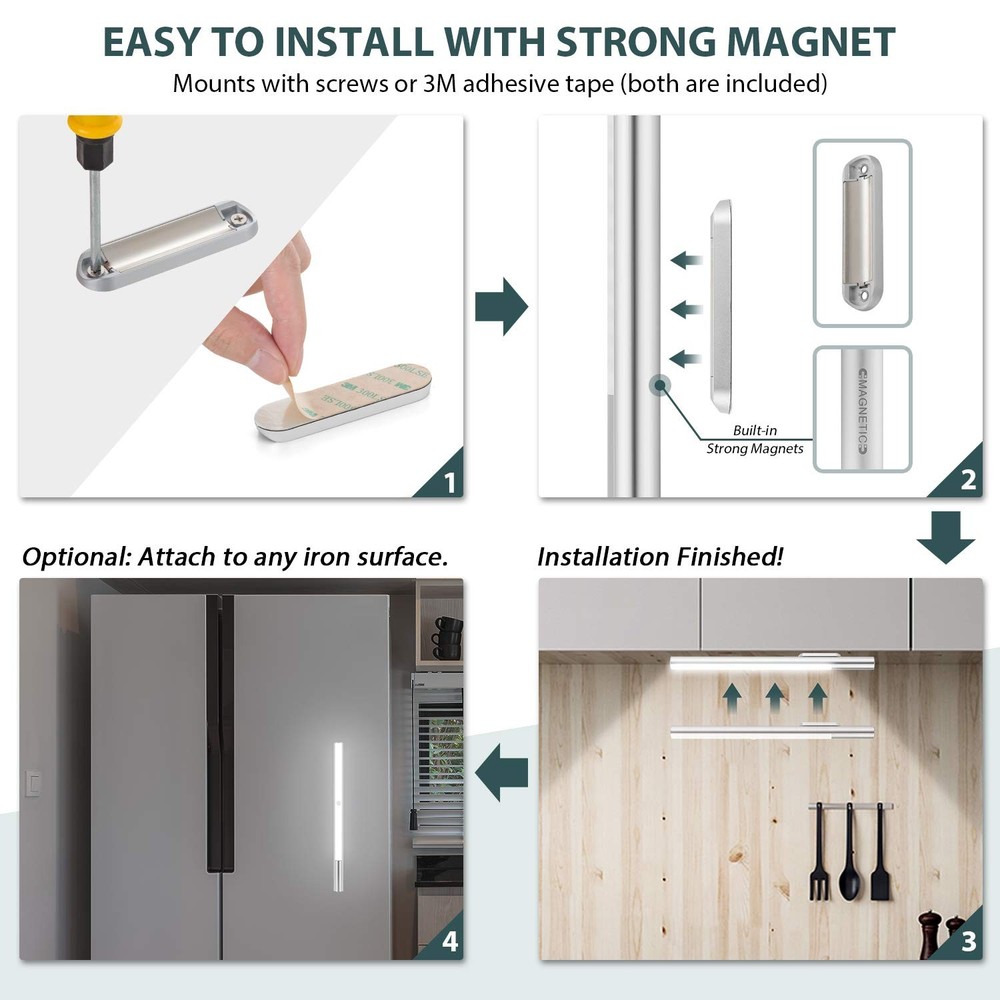 LED CLOSET LIGHT Wireless Under Cabinet Lighting Motion Sensor Clean White BLS