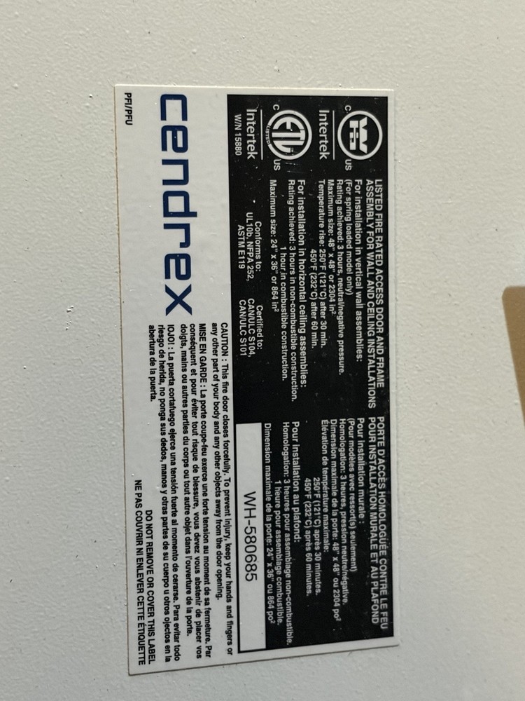 Cendrex AHD 24”x36” Flush Universal Access Door Wall Ceiling Panel