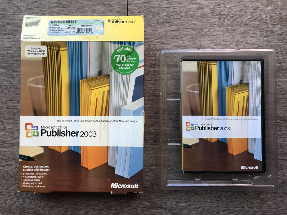 Microsoft Office Publisher 2003 Disk + Product Key - Complete in Box