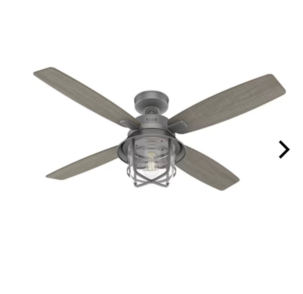 Hunter 52" Matte Silver Outdoor Damp LED Remote Ceiling Fan