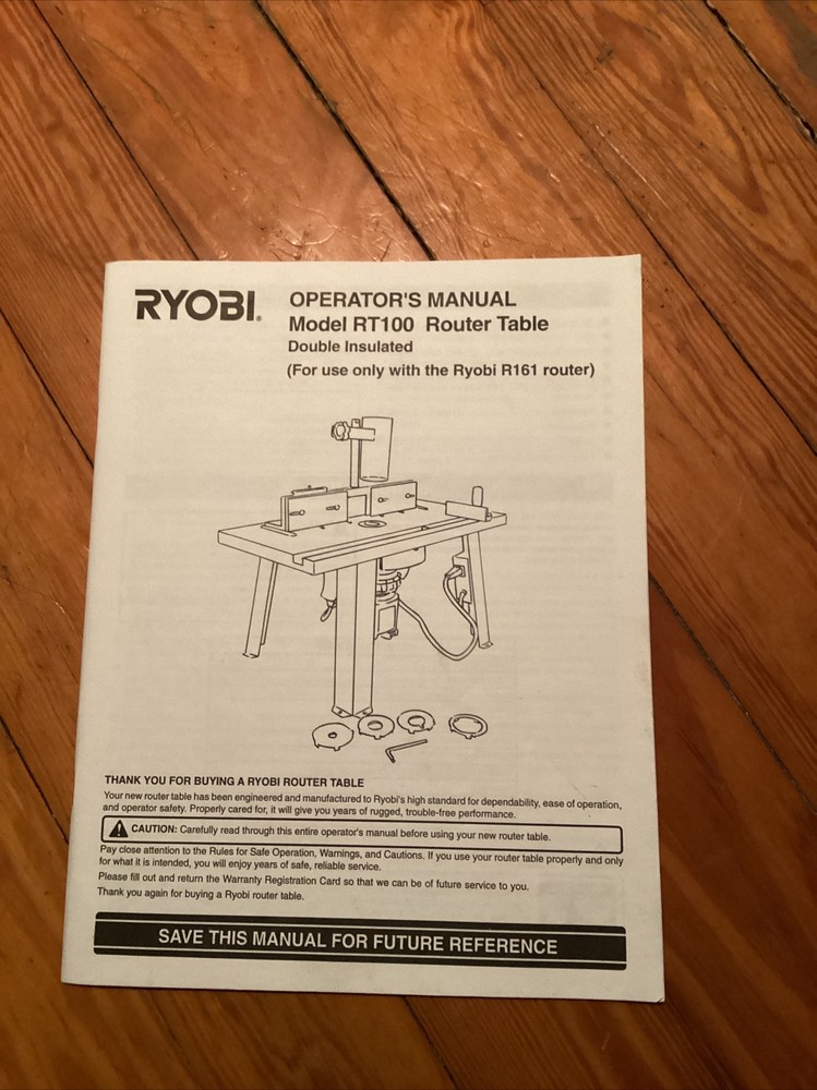 Ryobi model Router Table RT 100 operators manual