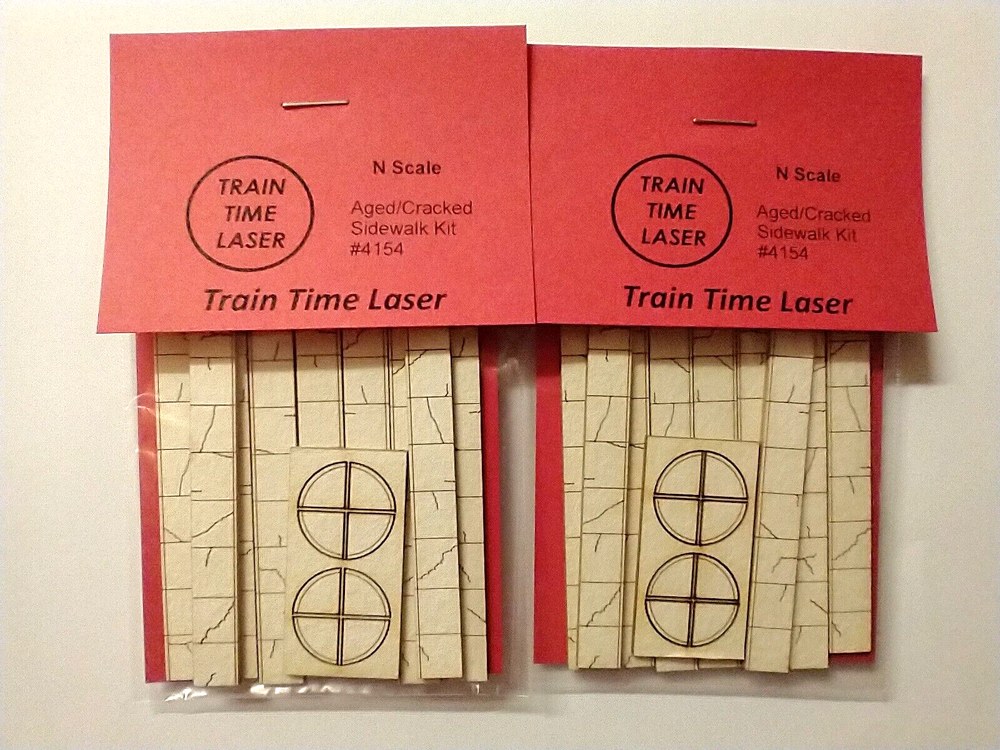 Train Time Laser N Scale Laser Cut Aged Sidewalk Two Pack - 810 Scale Feet