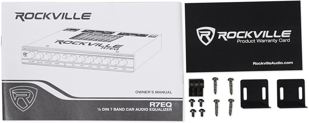 R7EQ 1/2 Din 7 Band Car Audio Equalizer, Front/Rear/Sub Outputs, Blue LED Knobs,