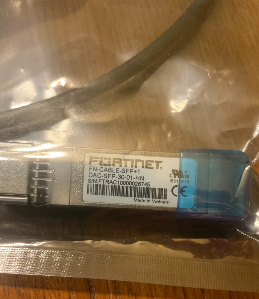 Fortinet CR Direct Attach Cable, Model# FN-CABLE-SFP+1