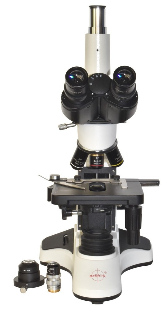 Professional Darkfield Microscope — Camera Port + 100× Iris Oil Objective