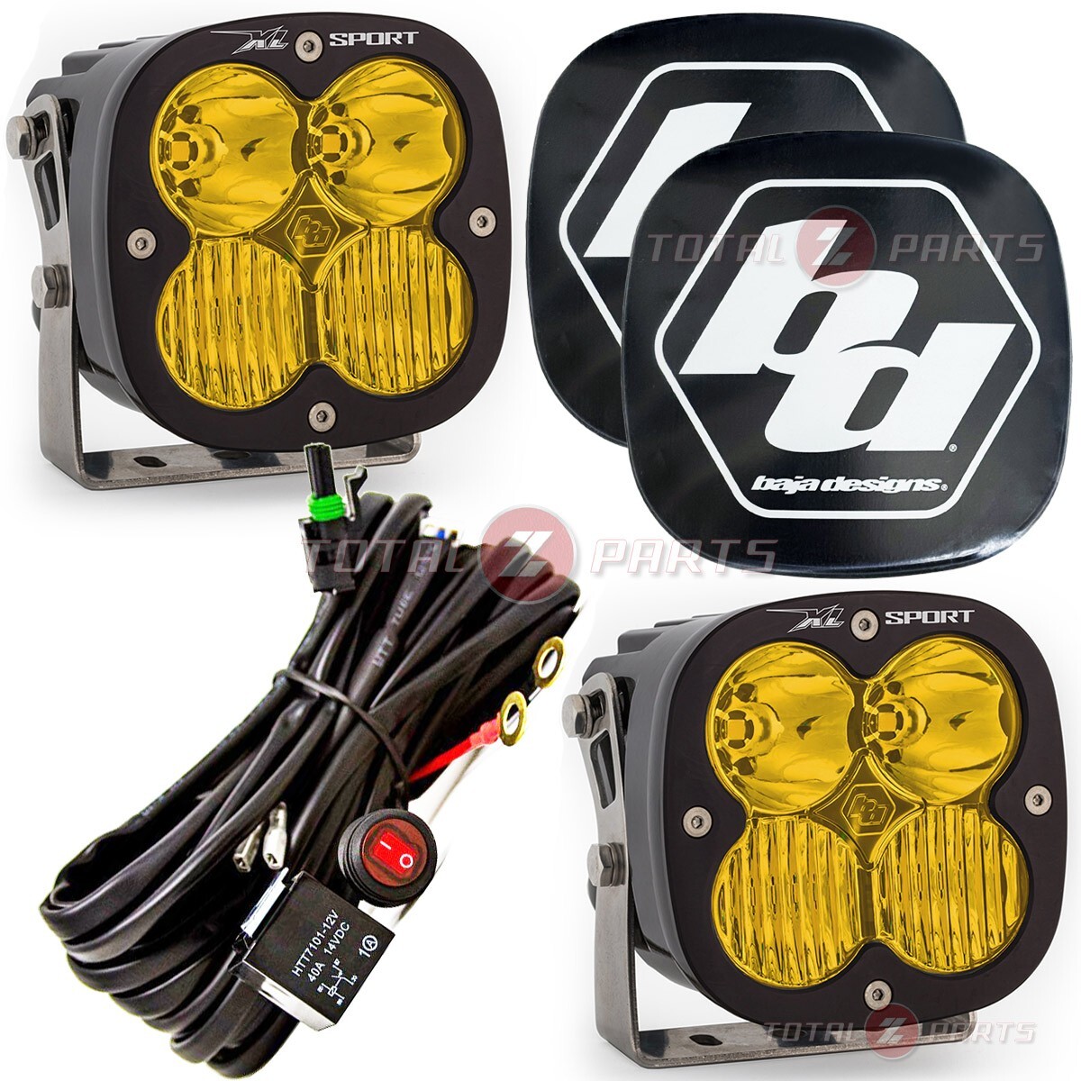 Baja Designs® XL Sport Driving/Combo Amber LED Lights Pair, Rock Guards, Wiring