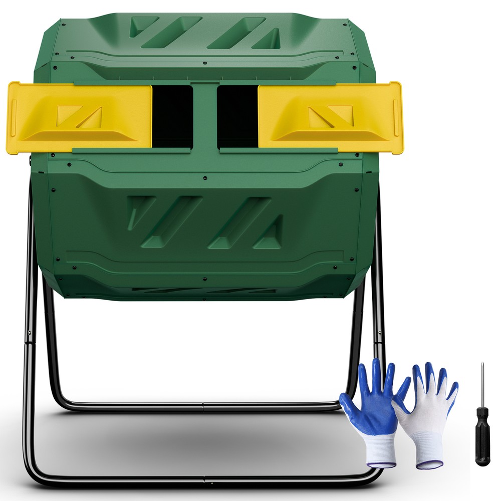 Chambers Composting Tumbler 43 Gallon Dual Batch Rotating Compost Bin Green