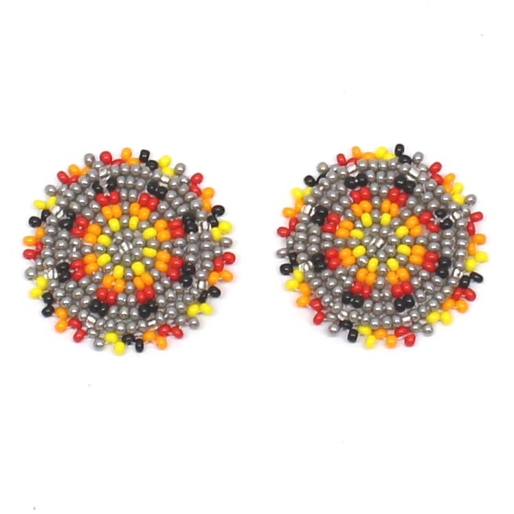 Handmade beaded 2x1.2 “ Grey rosette/applique
