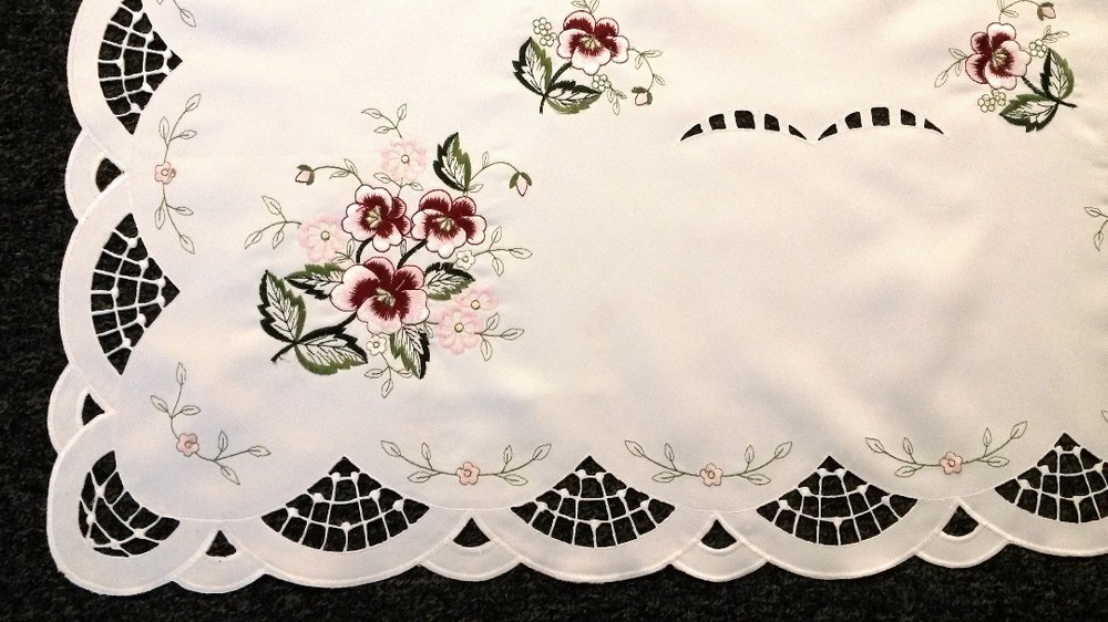 Polyester Embroidered Rose 33x33" Square Tablecloth Night Stand Side Table Cover
