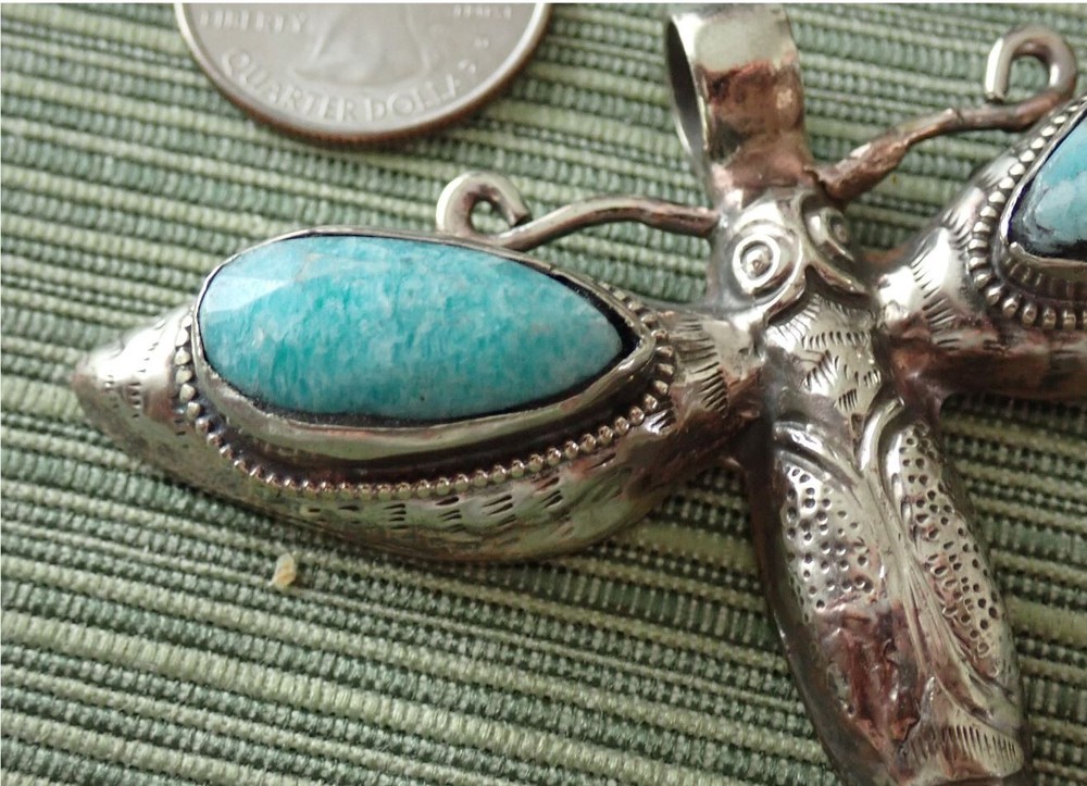 Big Tibetan Repousse Dragonfly Pendant