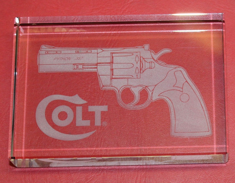 COLT Firearms Python Crystal Paperweight 4" x 2 3/4" x 3/4"