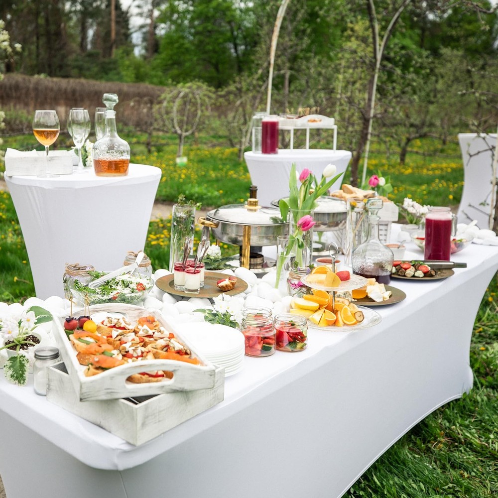 12 Pack White Spandex Rectangular Table Covers, 72"L x 30"W x 30"H, Wedding, ...