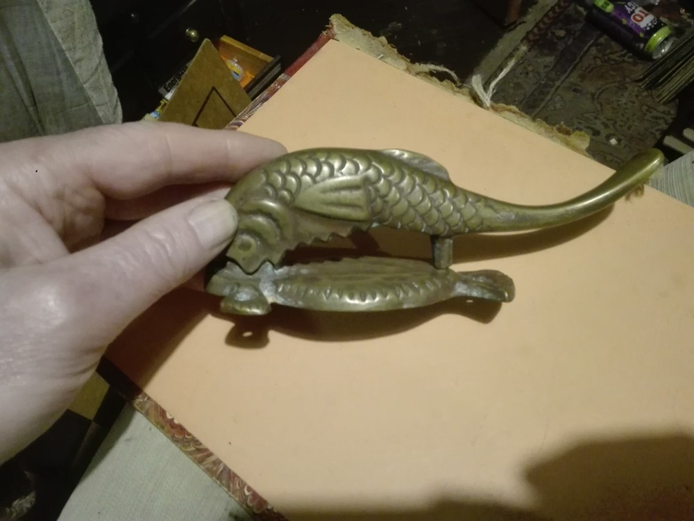 RARE - Antique Front Door Knocker BRASS FISH