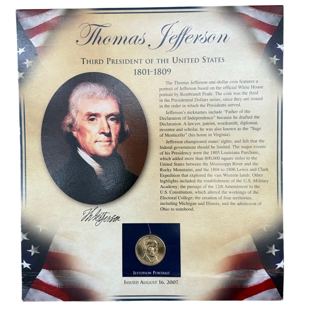 2007 Thomas Jefferson $1 Coin & Stamp Collector Set Uncirculated